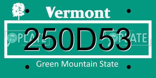 250D53 Vermont License Plate