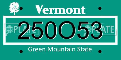 250O53 Vermont License Plate