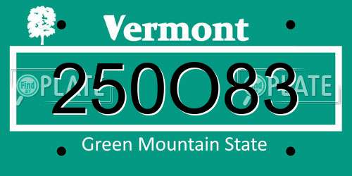 250O83 Vermont License Plate
