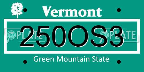 250OS3 Vermont License Plate