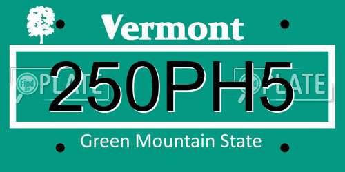 250PH5 Vermont License Plate