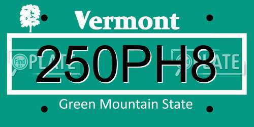 250PH8 Vermont License Plate
