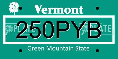 250PYB Vermont License Plate
