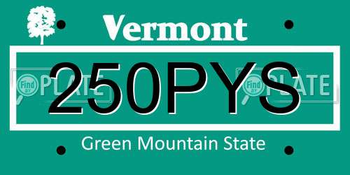 250PYS Vermont License Plate