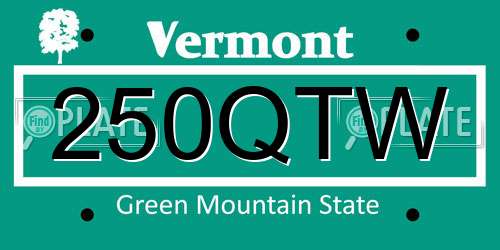 250QTW Vermont License Plate