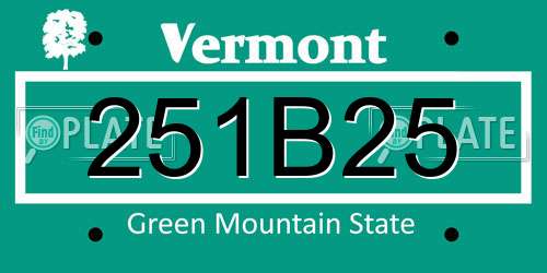 251B25 Vermont License Plate