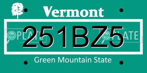 251BZ5 Vermont License Plate