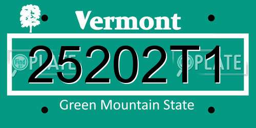 25202T1 Vermont License Plate