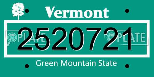 2520721 Vermont License Plate