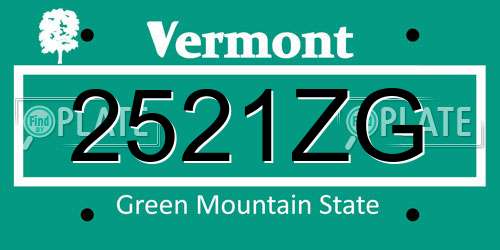 2521ZG Vermont License Plate