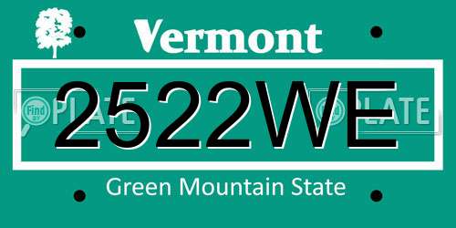 2522WE Vermont License Plate
