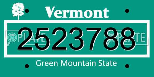 2523788 Vermont License Plate