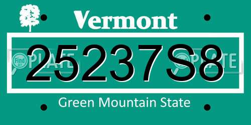 25237S8 Vermont License Plate