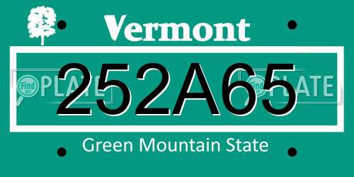 252A65 Vermont License Plate