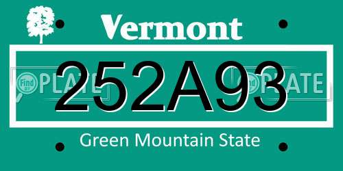 252A93 Vermont License Plate