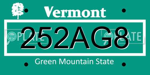 252AG8 Vermont License Plate