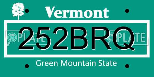 252BRQ Vermont License Plate