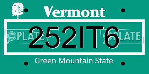 252IT6 Vermont License Plate