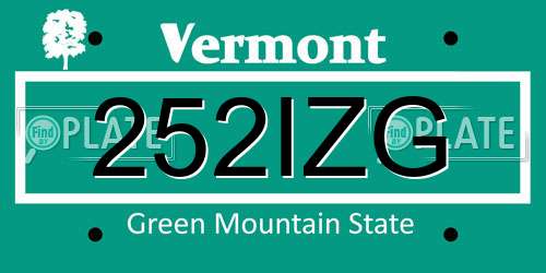252IZG Vermont License Plate