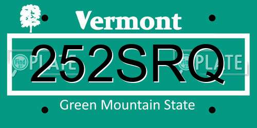 252SRQ Vermont License Plate