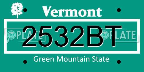 2532BT Vermont License Plate