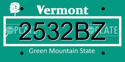 2532BZ Vermont License Plate