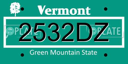 2532DZ Vermont License Plate