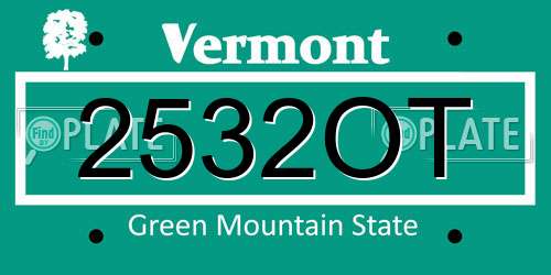 2532OT Vermont License Plate