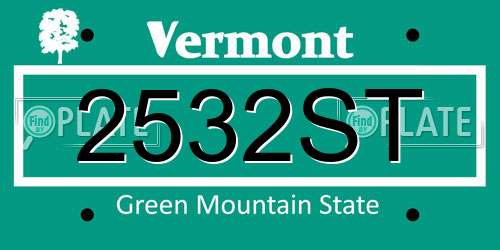 2532ST Vermont License Plate