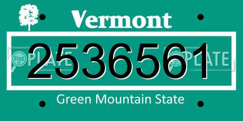 2536561 Vermont License Plate