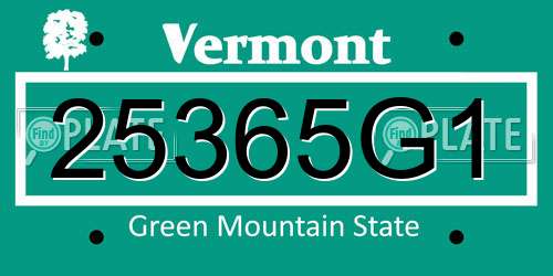 25365G1 Vermont License Plate