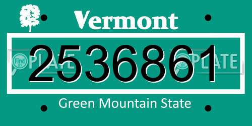 2536861 Vermont License Plate