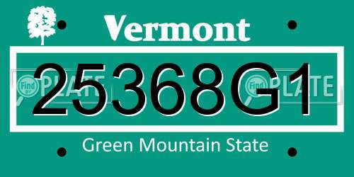 25368G1 Vermont License Plate