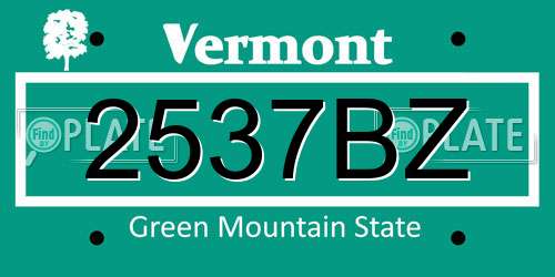 2537BZ Vermont License Plate