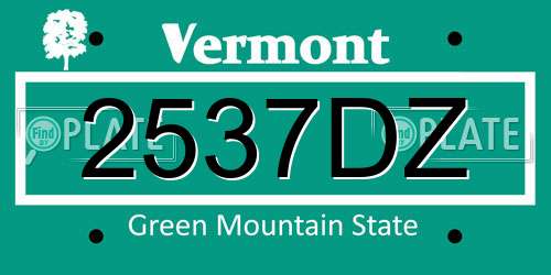 2537DZ Vermont License Plate