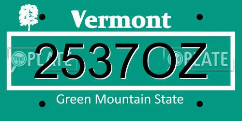 2537OZ Vermont License Plate