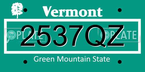 2537QZ Vermont License Plate