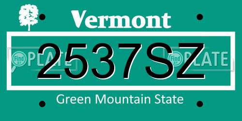2537SZ Vermont License Plate