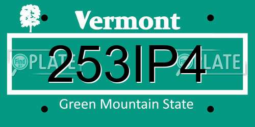 253IP4 Vermont License Plate