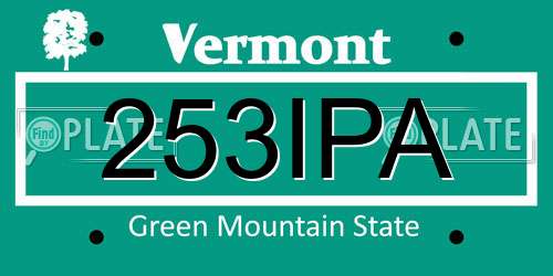 253IPA Vermont License Plate