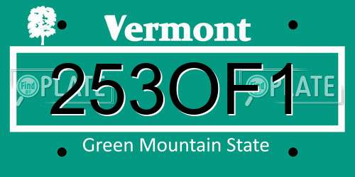 253OF1 Vermont License Plate