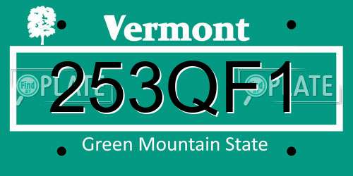 253QF1 Vermont License Plate