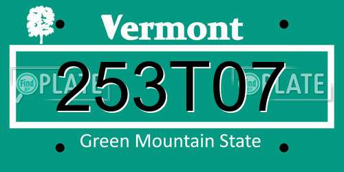 253T07 Vermont License Plate