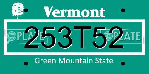 253T52 Vermont License Plate