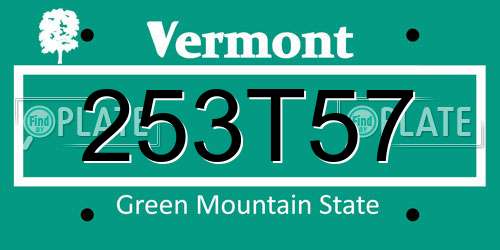 253T57 Vermont License Plate