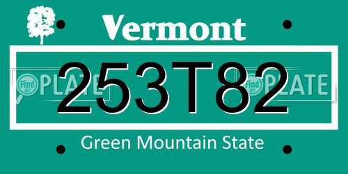 253T82 Vermont License Plate