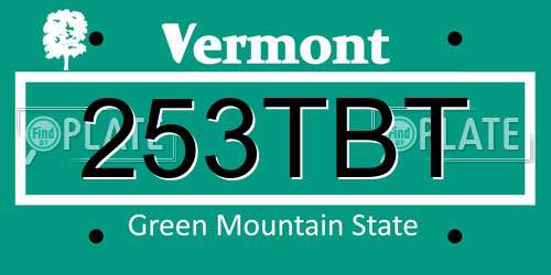 253TBT Vermont License Plate