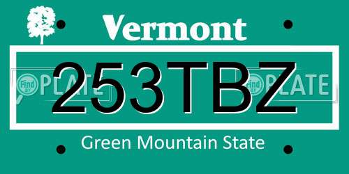253TBZ Vermont License Plate