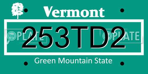 253TD2 Vermont License Plate