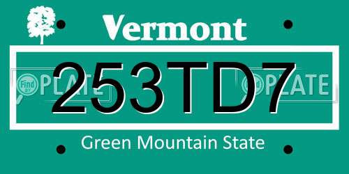 253TD7 Vermont License Plate